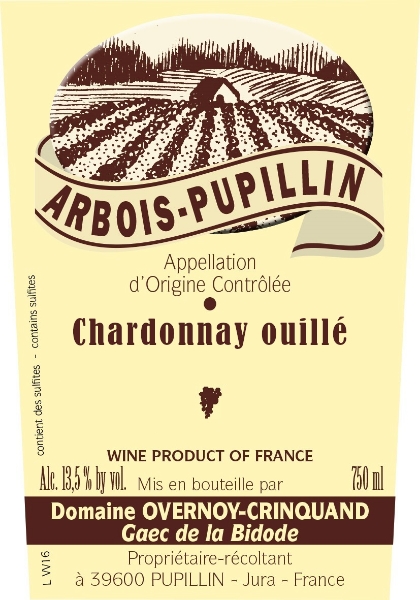 Overnoy-Crinquand Chardonnay Ouillé Arbois-Pupillin label